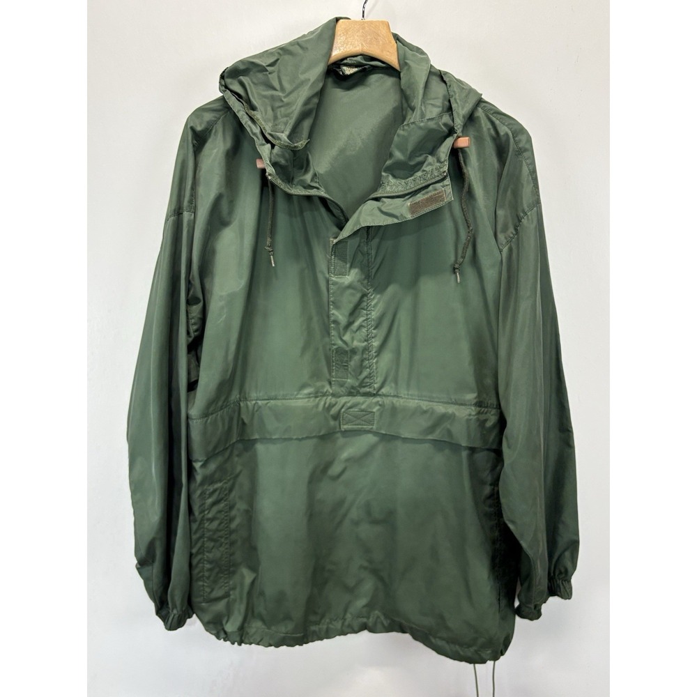 Vtg J. Crew Oarsman Windbreaker Anorak Jacket Large Men's Green Nylon Hood  90s